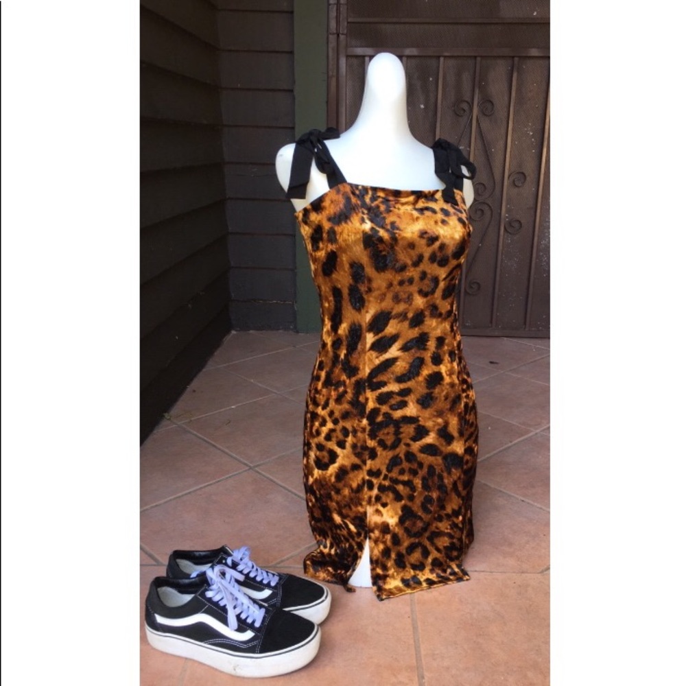 Velvet Leopard Print Mini Dress